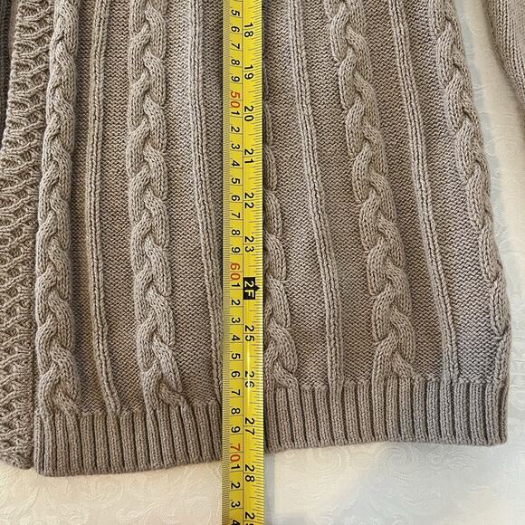 Soft Surroundings Wren Cable Knit Cardigan Small Sweater Buckle Heavy Wool Blend - Picture 6 of 10